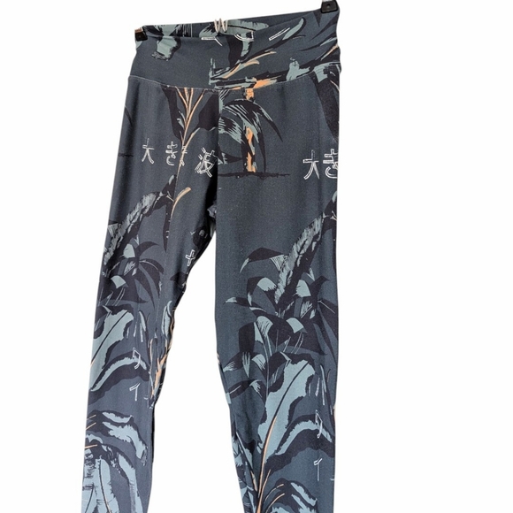 Liquido Freedom Leggings Yoga Active Run Women's Med Dark Green Palm Tree Print - Picture 13 of 13